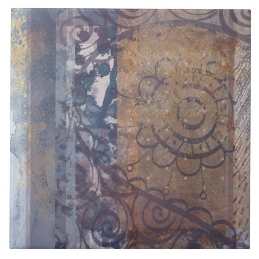 Carreau Bleu brun artistique loft de style industriel (Devant)