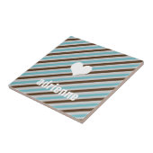 Carreau Bleu brun coeur rayé carrelage moderne (Côté)