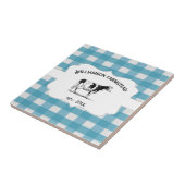 Carreau Bleu Buffalo Plaid Farm Cow Décor (Côté)