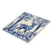 Carreau Bleu cerf et blanc Bois Folk Art animal (Côté)