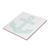 Carreau Bleu Chevron Ancre Nautique Blanc (Côté)