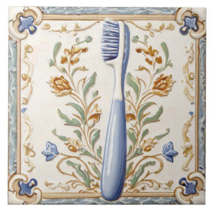 Carreau Bleu clair Bleu Brosse à dents Funky Dentist Salle