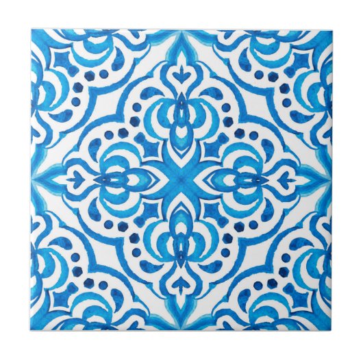 Carreau Bleu clair et blanc marocain (Devant)