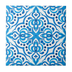 Carreau Bleu clair et blanc marocain