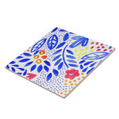 Carreau Bleu clair Ressort rose Motif Floral (Côté)