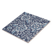 Carreau Bleu classique Fleurs ornées Bleues Art Floral (Côté)