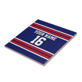Carreau Bleu de marine avec Red White Strips Team Jersey (Côté)