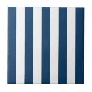 Carreau Bleu de marine, Blancs, Motif rayé