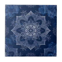 Bleu de marine Boho Artistique Mandala