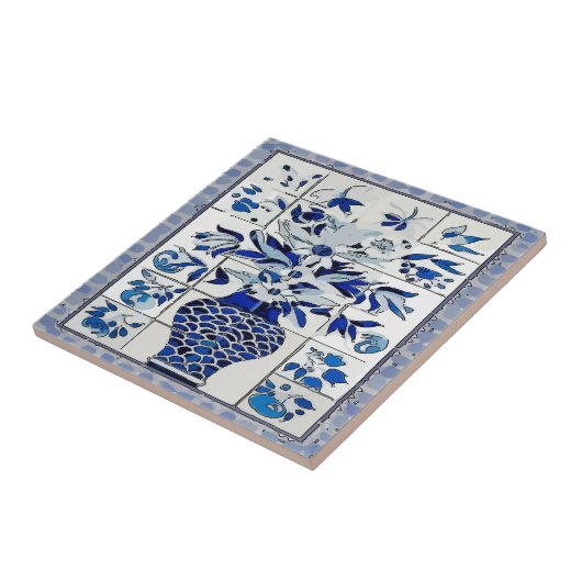Carreau Bleu Delft Vase Tile murale (Côté)