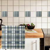 Carreau Bleu Denim Vert Sauge Blanc