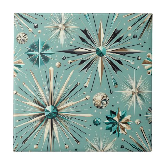 Carreau Bleu Diamant Mid Century Moderne (Devant)