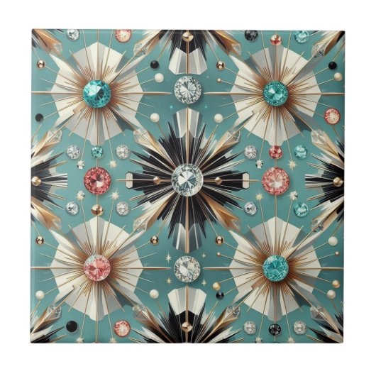 Carreau Bleu Diamant Mid Century Moderne (Devant)