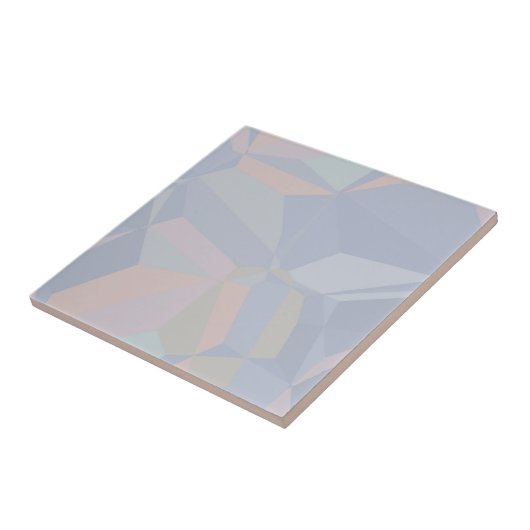 Carreau Bleu Dusté & Peach Polygons sans fil (Côté)