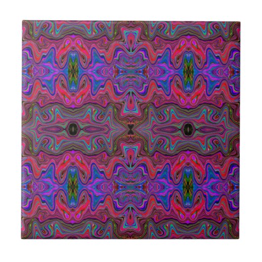 Carreau Bleu et arc-en-ciel rouge Motif trippy (Devant)