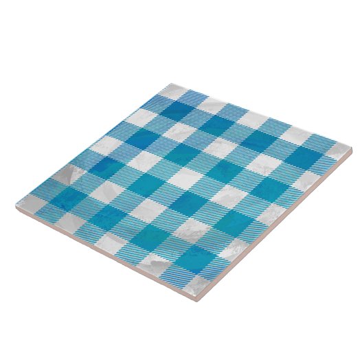 Carreau Bleu et blanc À damiers Buffalo Plaid (Côté)