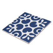 Carreau Bleu et blanc abstrait floral géométrique (Côté)