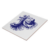 Carreau Bleu et blanc Baroque Rococo Rocaille Coquille de  (Côté)