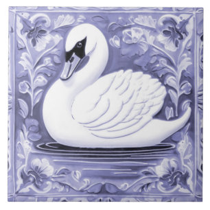 Carreau Bleu et Blanc Cygne européen Folle Oiseau animal A