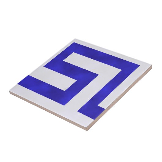 Carreau Bleu et blanc de ~ de méandre (Côté)