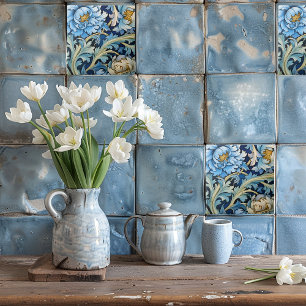 Carreau Bleu et blanc floral vintage