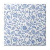 Carreau Bleu et Blanc Motif Botanique Floral Moderne (Devant)