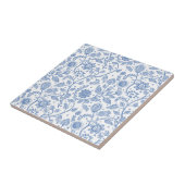 Carreau Bleu et Blanc Motif Botanique Floral Moderne (Côté)