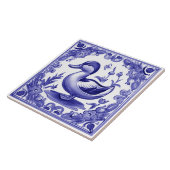 Carreau Bleu et Canard blanc Européens Folk Art animal (Côté)