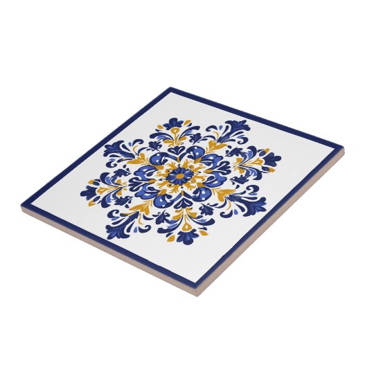 Carreau 💛 💙 bleu et jaune, Azulejos (Côté)
