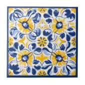 Carreau 💛 💙 Bleu et jaune, Azulejos floral (Devant)