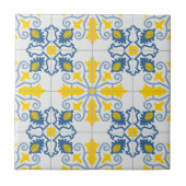 Carreau Bleu et jaune joli carrelage portugais motif (Devant)