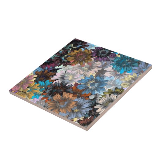 Carreau Bleu et marron floral (Côté)