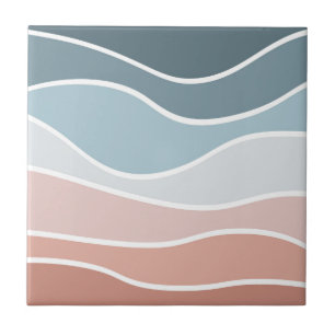 Carreau Bleu et rose style rétro vagues design