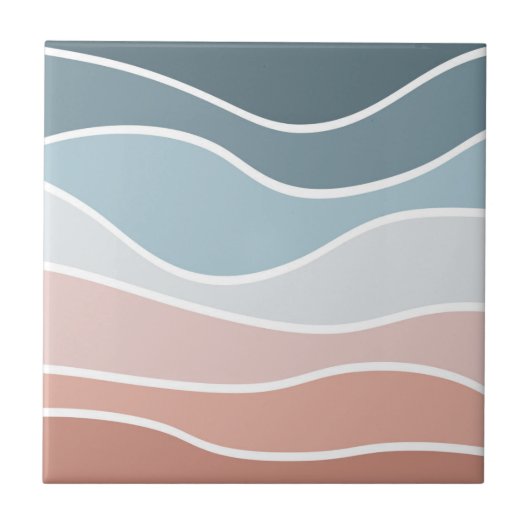 Carreau Bleu et rose style rétro vagues design (Devant)