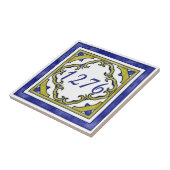 Carreau Bleu et vert de moutarde petit numéro de maison (Côté)
