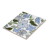 Carreau Bleu et vert main tiré bloc floral Imprimer (Côté)