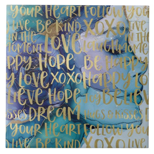 Carreau Bleu Femme Face Or Citations Inspirationnelles (Devant)