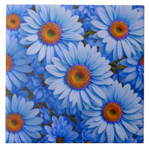 Carreau Bleu floral bleu tournesol bleu marguerites motif