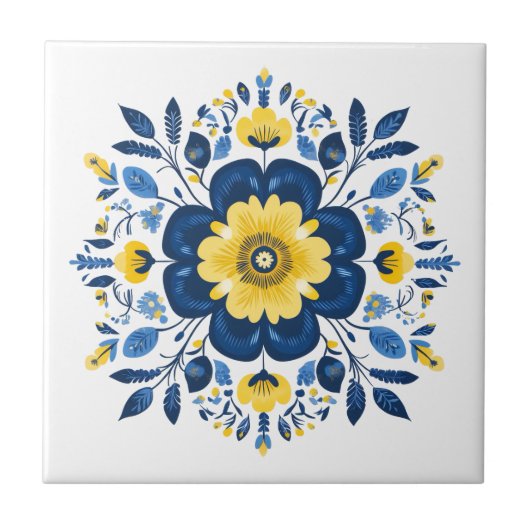 Carreau Bleu floral et jaune  (Devant)