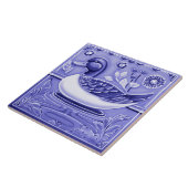 Carreau Bleu foncé et canard blanc européen Folk Animal Ar (Côté)