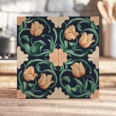 Carreau Bleu foncé et Pêche Arts et artisanat Tulip