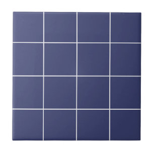 Carreau Bleu foncé Géométrique Moderne Grille Simple Rétro
