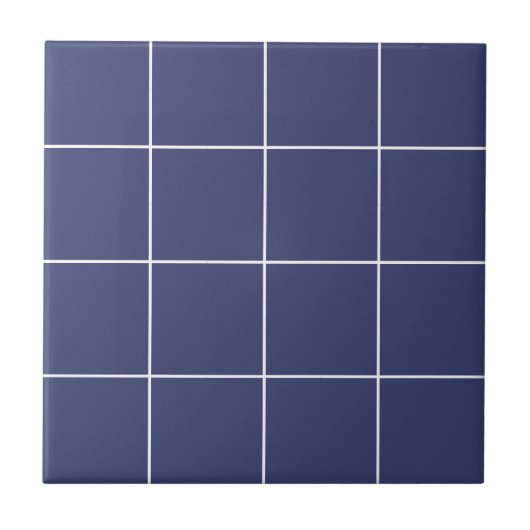 Carreau Bleu foncé Géométrique Moderne Grille Simple Rétro (Devant)