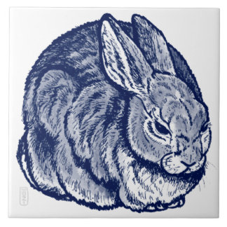 Carreau Bleu foncé lapin lapin Dessin Trivet d'art