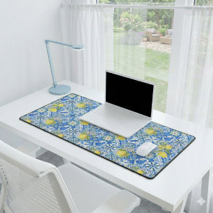 Carreau bleu français motif citron décoration mais