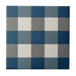 Carreau Bleu Gris Blanc Buffle Check
