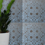 Carreau Bleu gris muet Floral et Motifs géométriques<br><div class="desc">Ce carrelage en céramique présente un design complexe et symétrique qui est une fusion harmonieuse de motifs floraux et géométriques. Les feuilles et les fleurs sont élégamment entremêlés, créant une expérience visuelle captivante. Le design est placé contre un arrière - plan gris muet, avec des motifs bleus vibrants offrant un...</div>