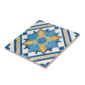Carreau Bleu Jaune Azulejo Méditerranée Floral Maison Déco (Côté)