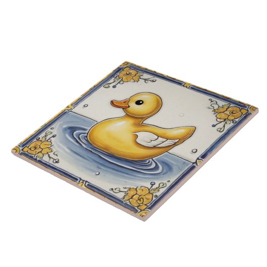 Carreau Bleu Jaune Canard en caoutchouc Cute Duckie Duckie (Côté)