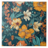 Carreau Bleu, jaune et orange joliment fleuri (Devant)